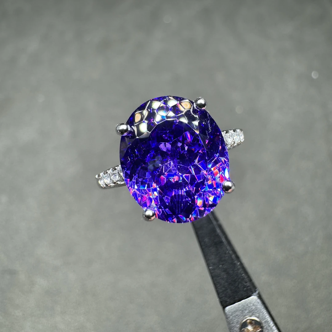 925银戒指 925银戒指 轻奢  帝王紫  10*12 紫色戒指  041