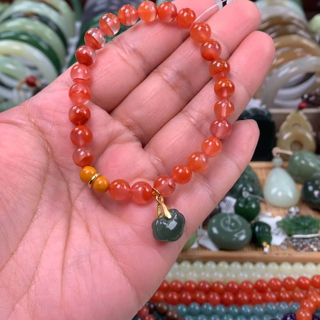 南红玛瑙未镶嵌手链卡0.7