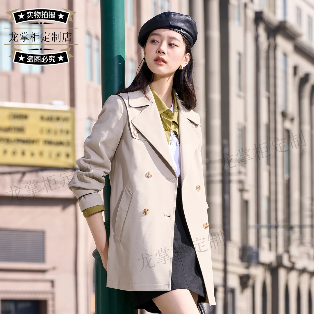 简约时尚气质百搭短款女士风衣外套65188