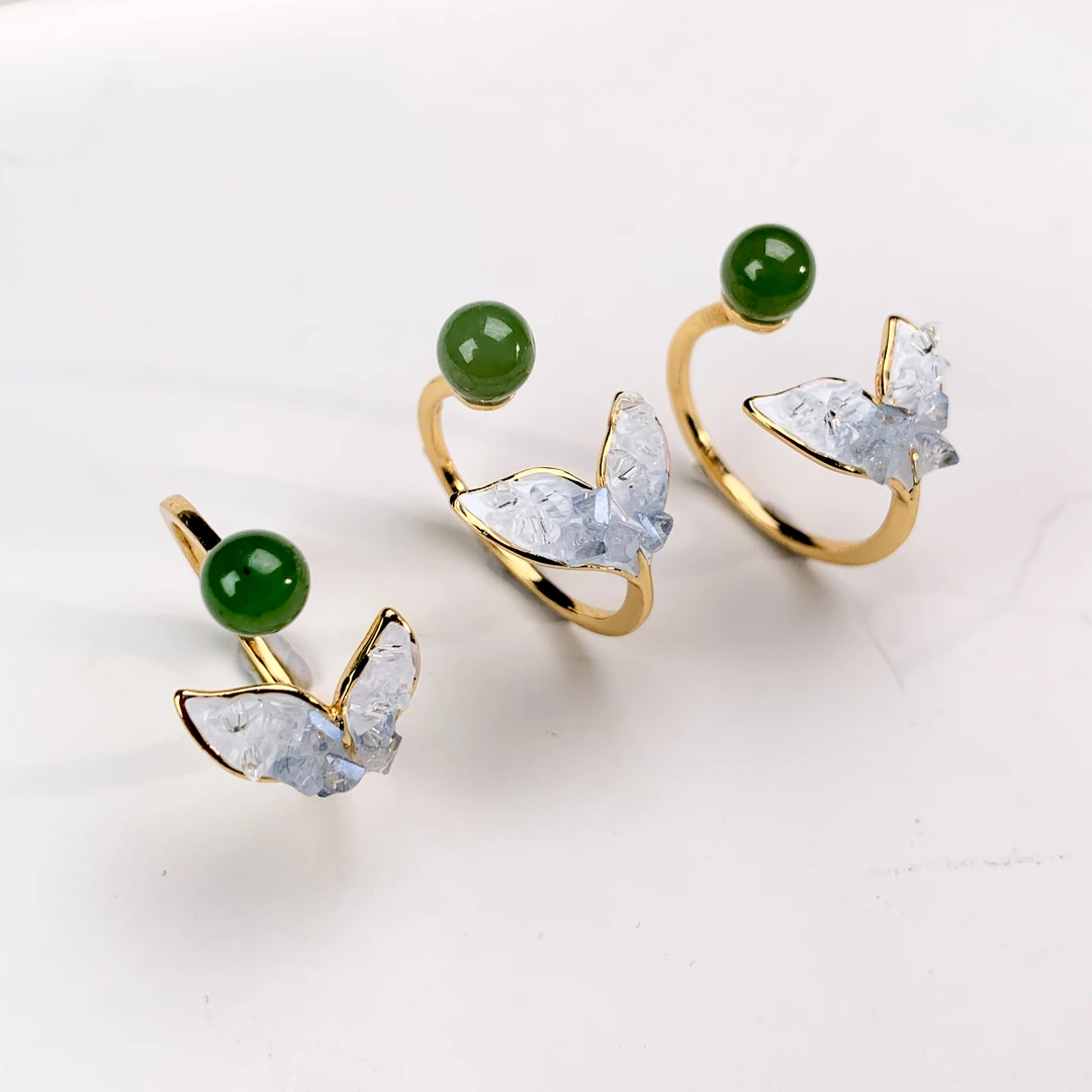 刘思懿天然和田玉合金蛋面戒指多样性发一件@558177