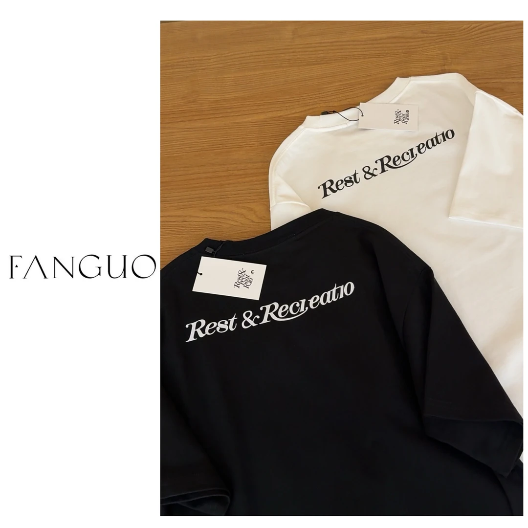 韩国rest* 帅酷经典款情侣款 260g全棉宽松休闲短袖T恤女B7218