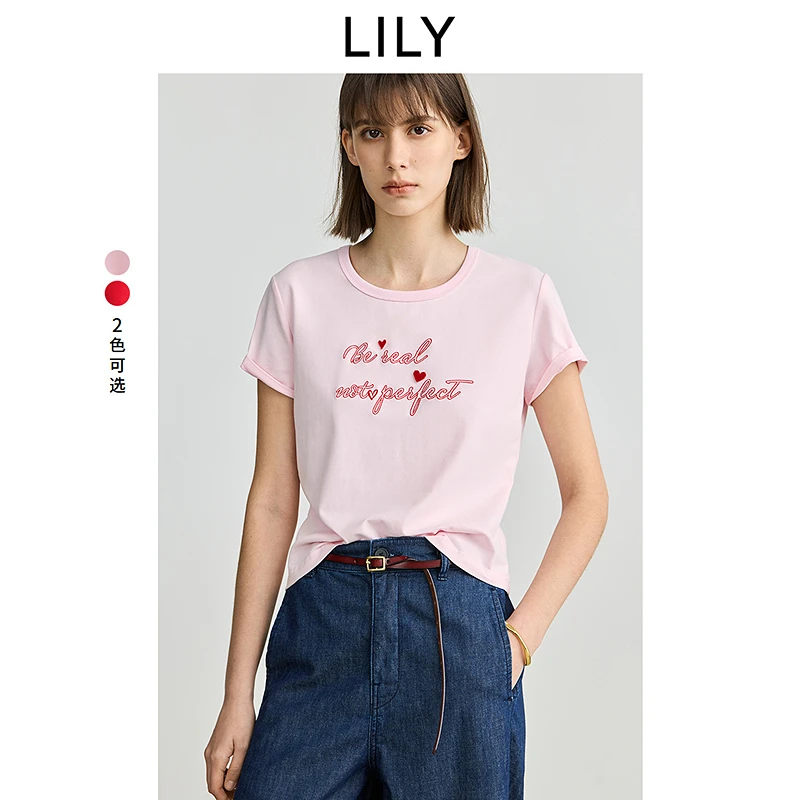 LILY2025春新款女装T恤125149VT910