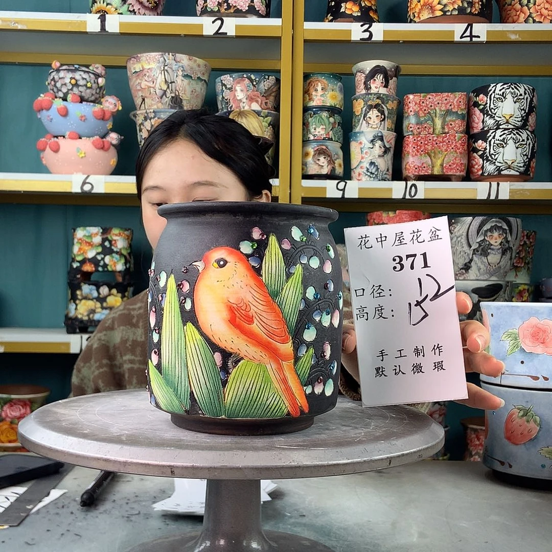 艾***子陶景德镇手工花盆371