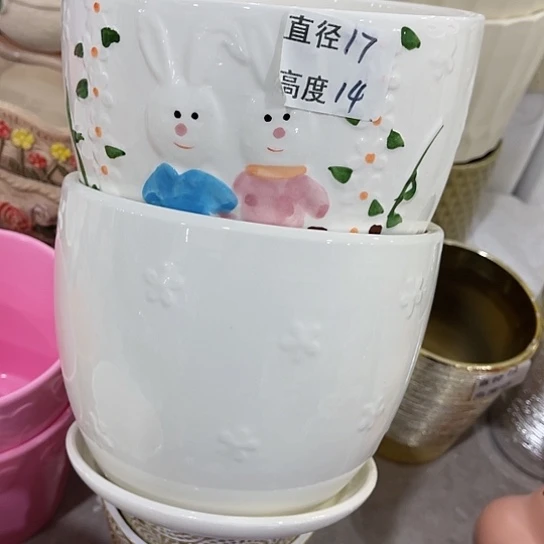 多肉绿植陶瓷花盆9.9包邮，有孔
