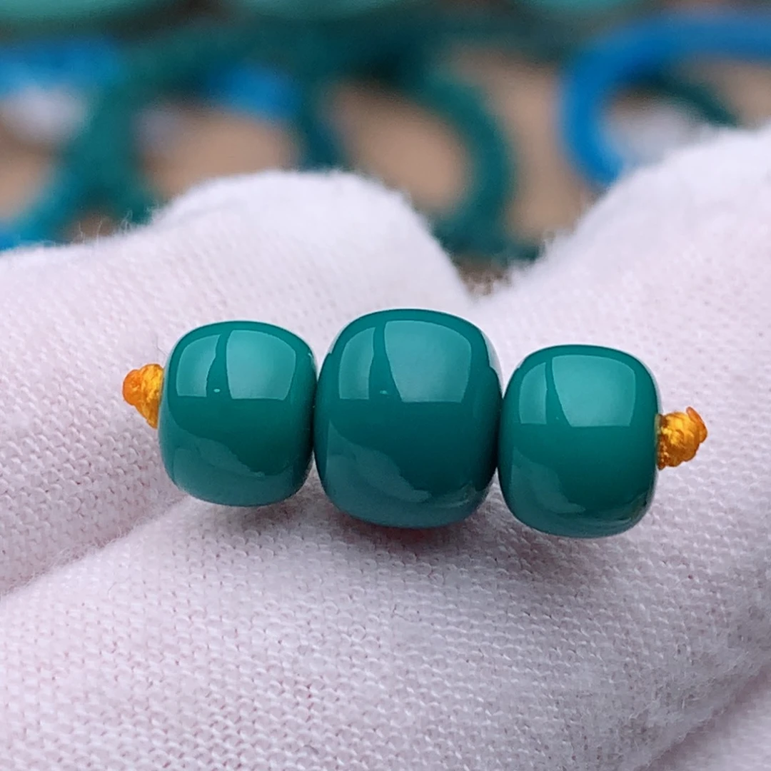 未镶嵌绿松石珠宝奇石6.5mm三连珠