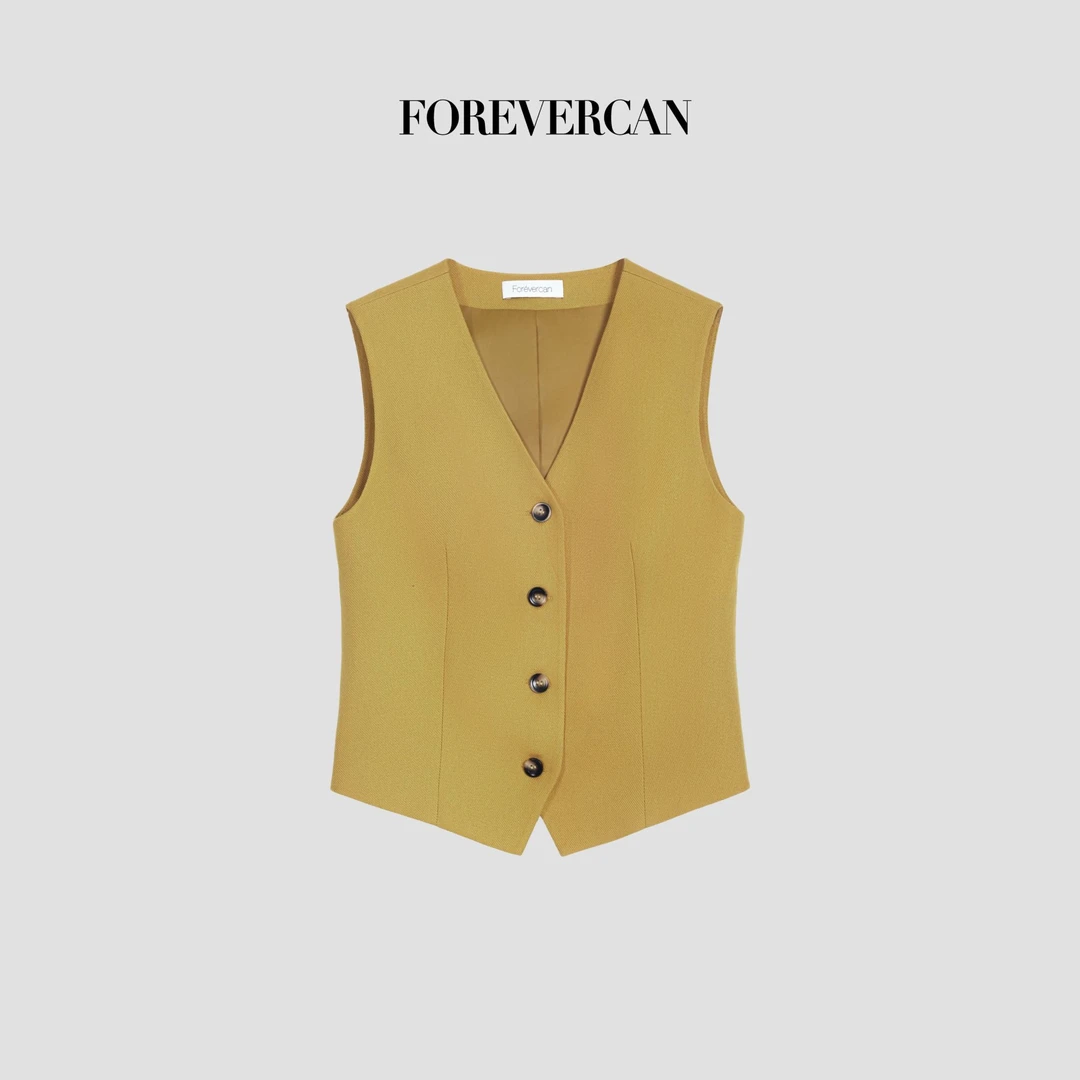 FOREVERCAN“醒春”老钱风高级极简亚麻无袖国风马甲上衣SC23084