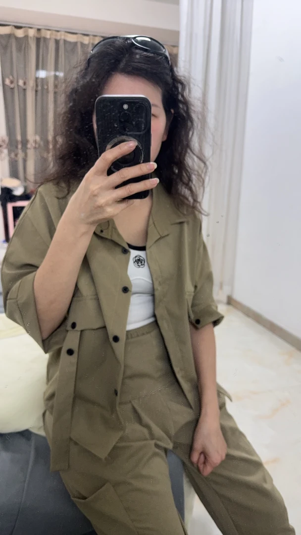 新款夏季套装女宽松复古休闲五分袖八分裤时尚减龄气质两件套