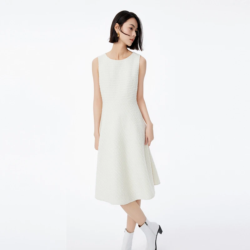 LILY冬新款复古小香风气质通勤A字无袖连衣裙123429C7912