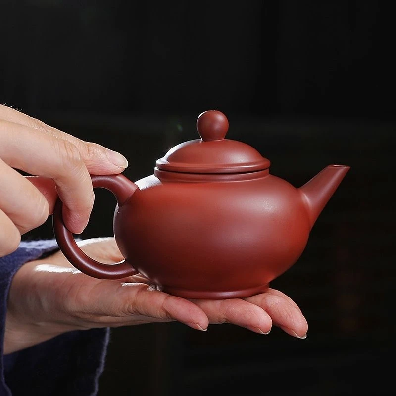 原矿宜兴紫砂朱泥大红袍水平壶150c手工泡茶壶大容量家用功夫茶具