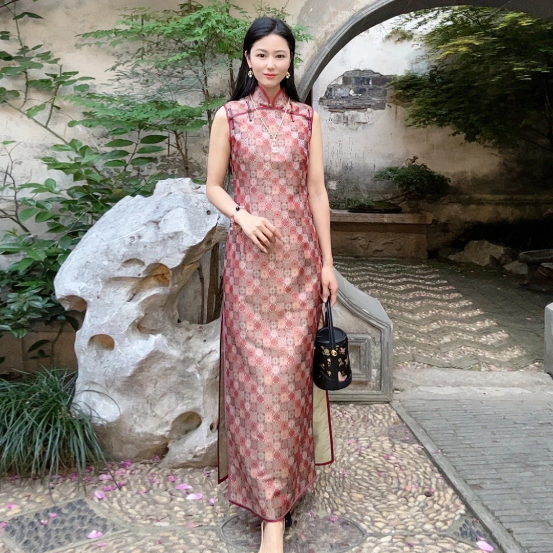 中国风经典气质长款精致长款修身显瘦气质女旗袍连衣裙WH0500063
