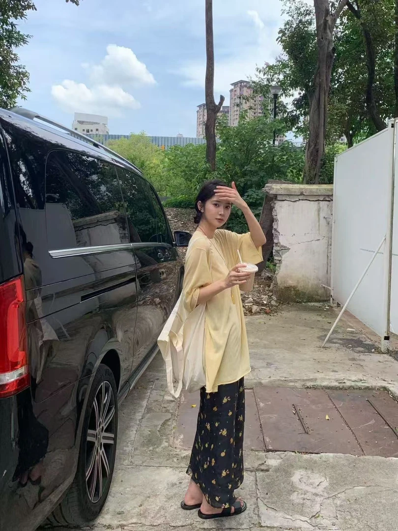 【露露】Ersan#“100苎麻”显瘦减龄碎花半裙#742（裙长90cm 腰围64）