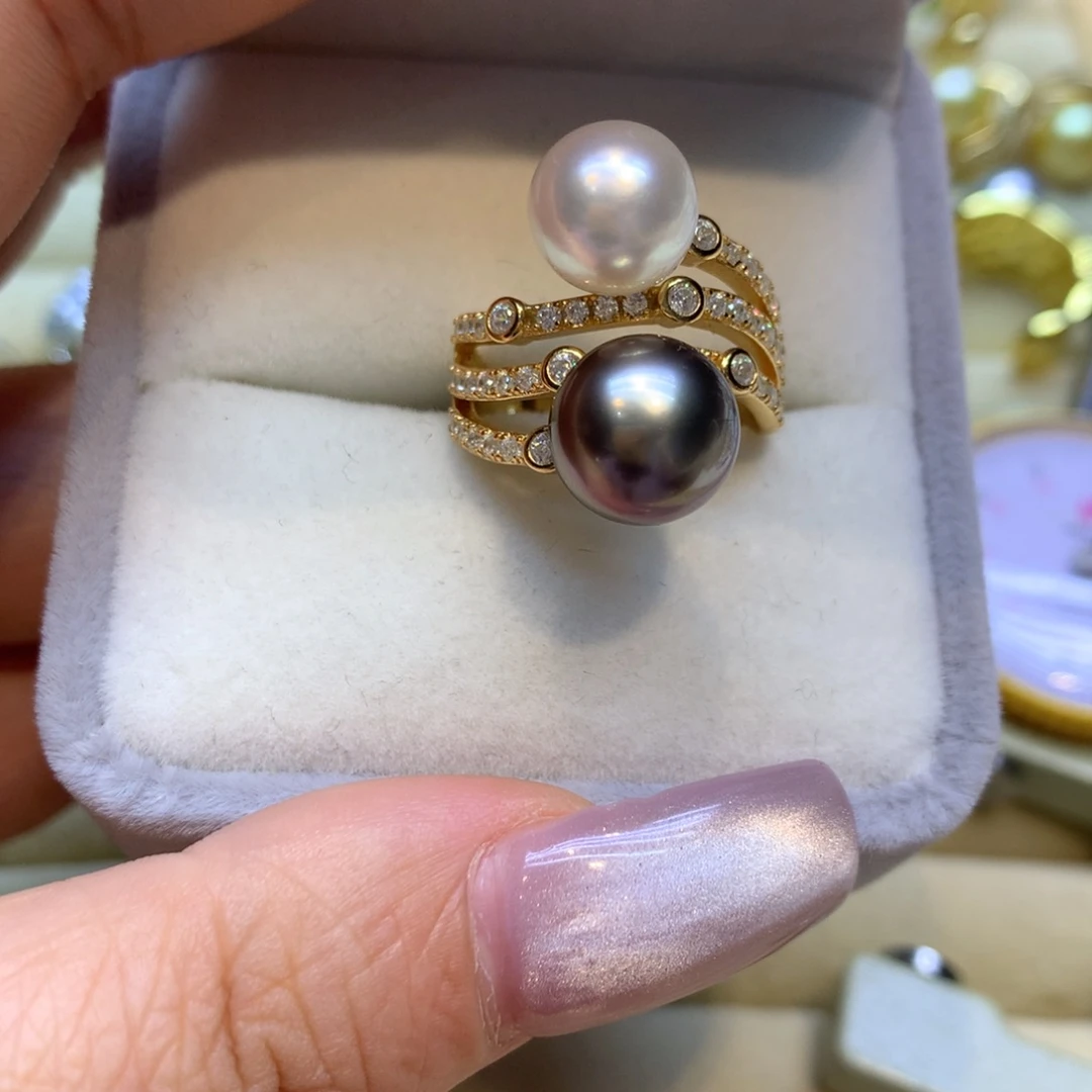 银S925镶嵌戒指海水珍珠