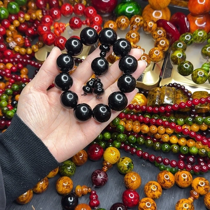 松木琥珀木文玩手串