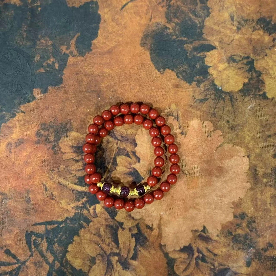 含辰砂工艺品含辰砂工艺品S1326-朱砂0.8 2圈手串