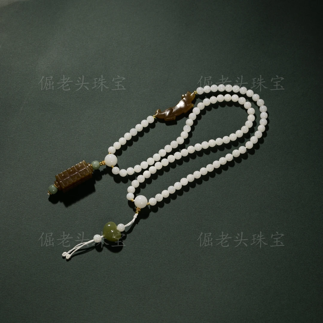 【倔老头工厂】和田玉羊脂玉高白圆珠DIY项链尺寸约6mm精美妈妈链