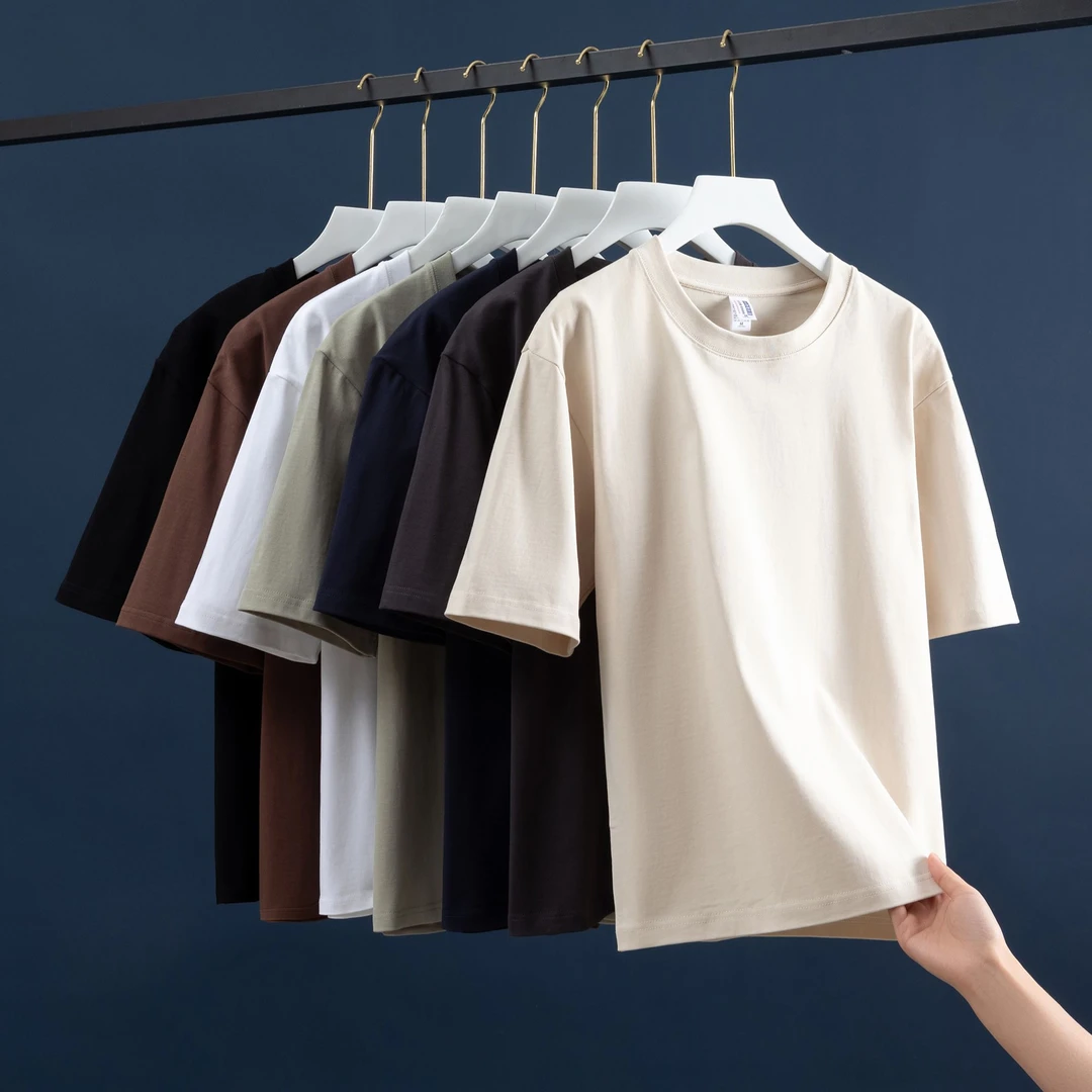 新款短袖T恤纯棉春夏简约新款休闲潮流圆领上衣5A物理抗菌加纱棉