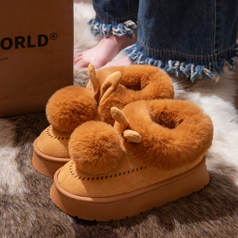 棉拖鞋女款2025冬季新款加厚底包跟防滑毛绒保暖可外穿时尚可爱