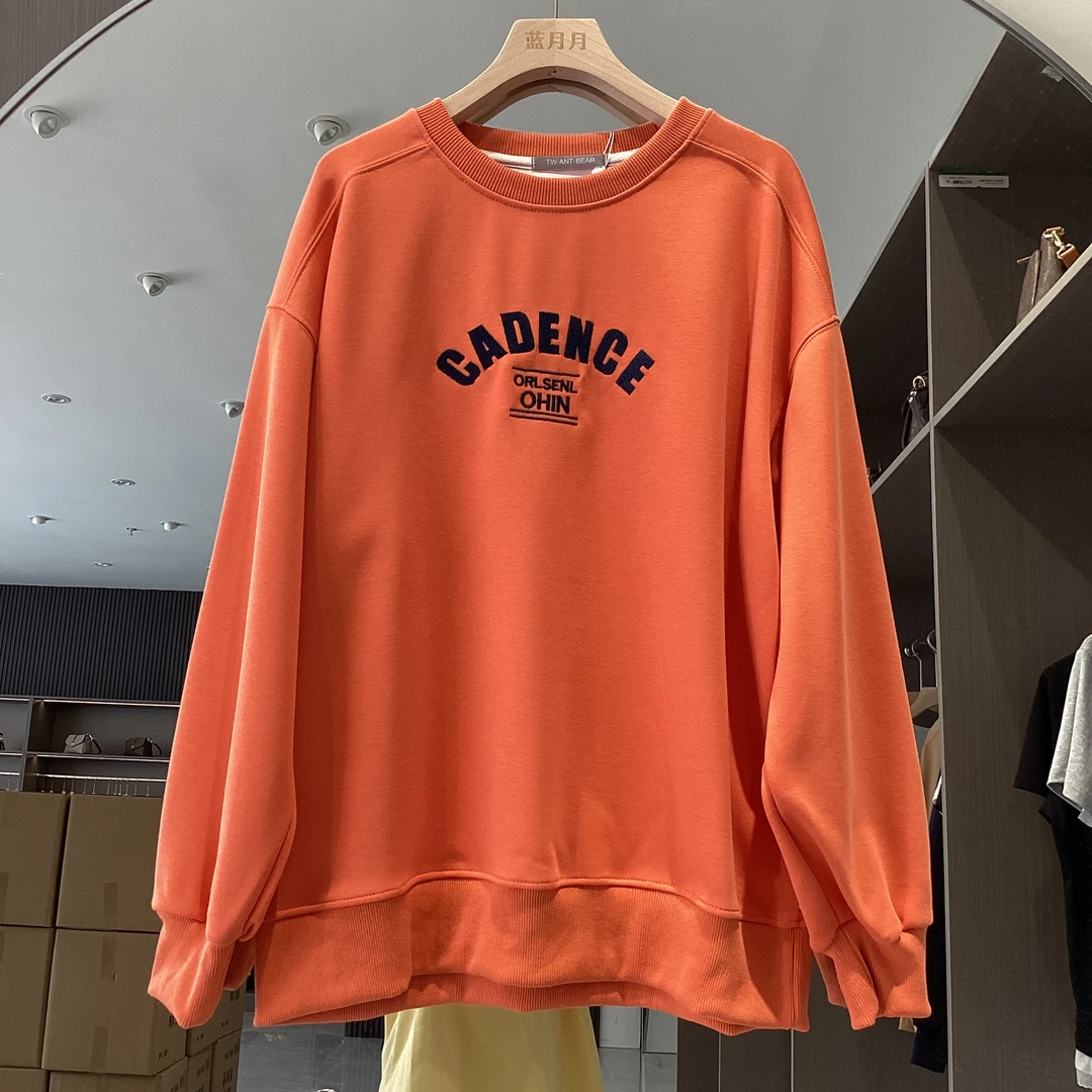 E1-2【5135】字母刺绣圆领卫衣新款春秋宽松上衣胸围118衣长65