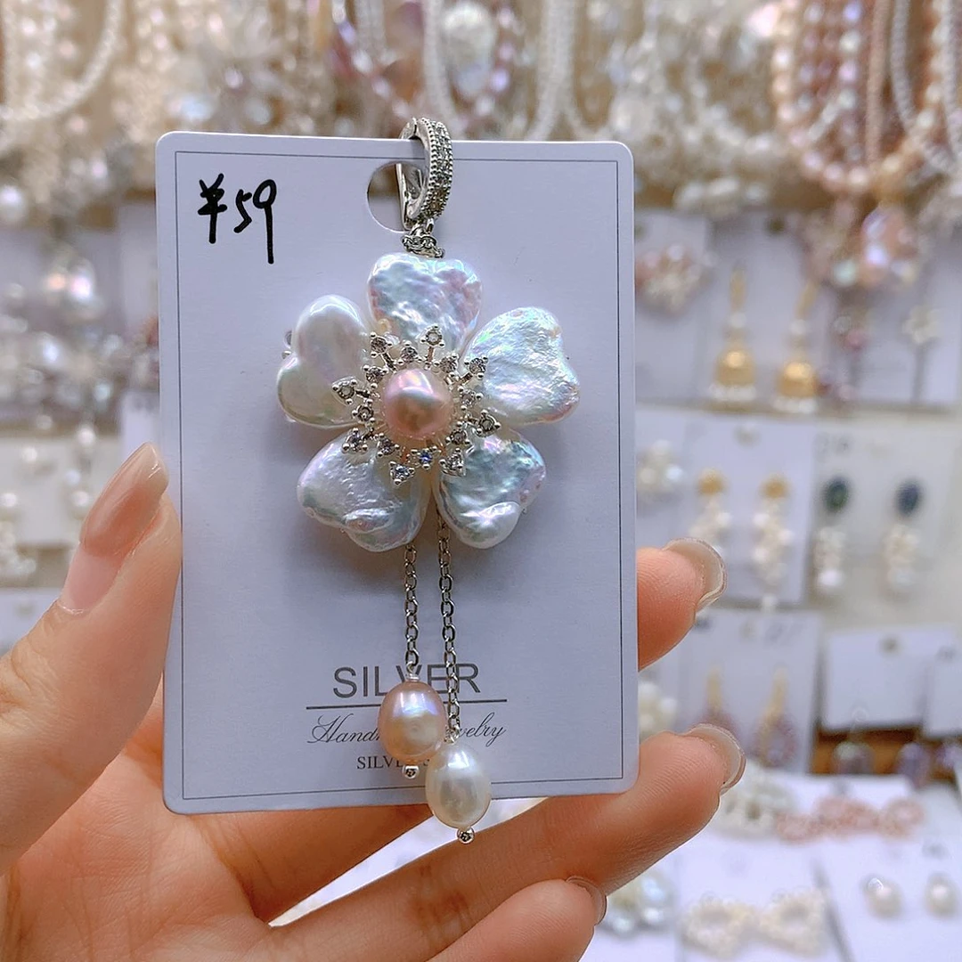 银S925镶嵌淡水珍珠耳饰