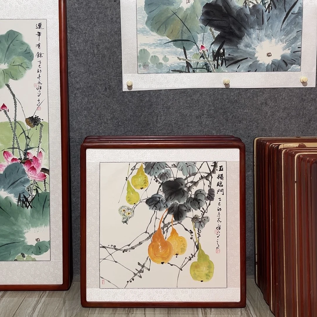 国画书画作品带框63×63