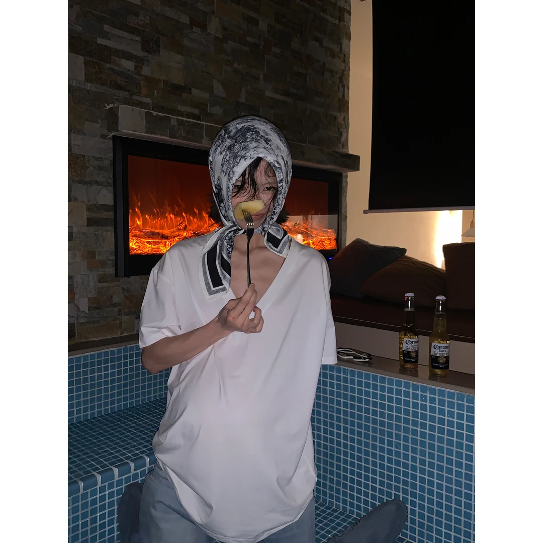 2025 S/S SEP.“托举自己”前V领贴肤感打底短袖T恤 4081#