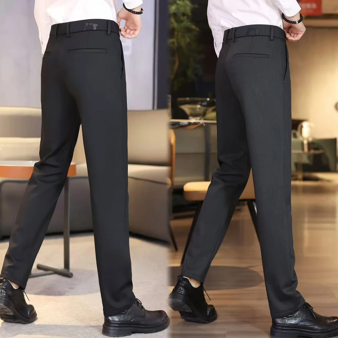 冬季新款男士加绒加厚休闲裤时尚修身商务休闲西裤长裤655