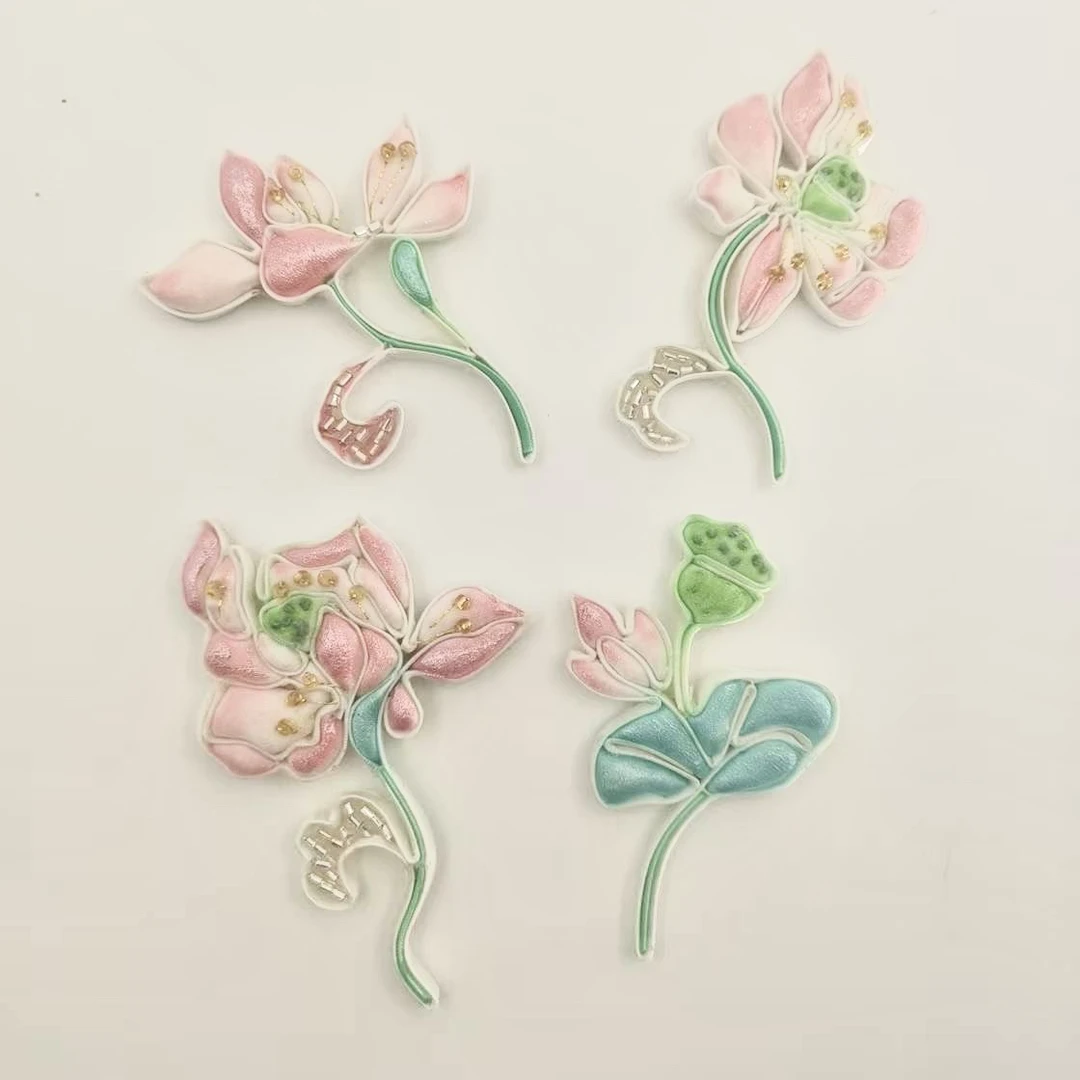 非金属布艺胸针 K0074非遗手工盘扣新中式盘扣荷花胸针饰品系列