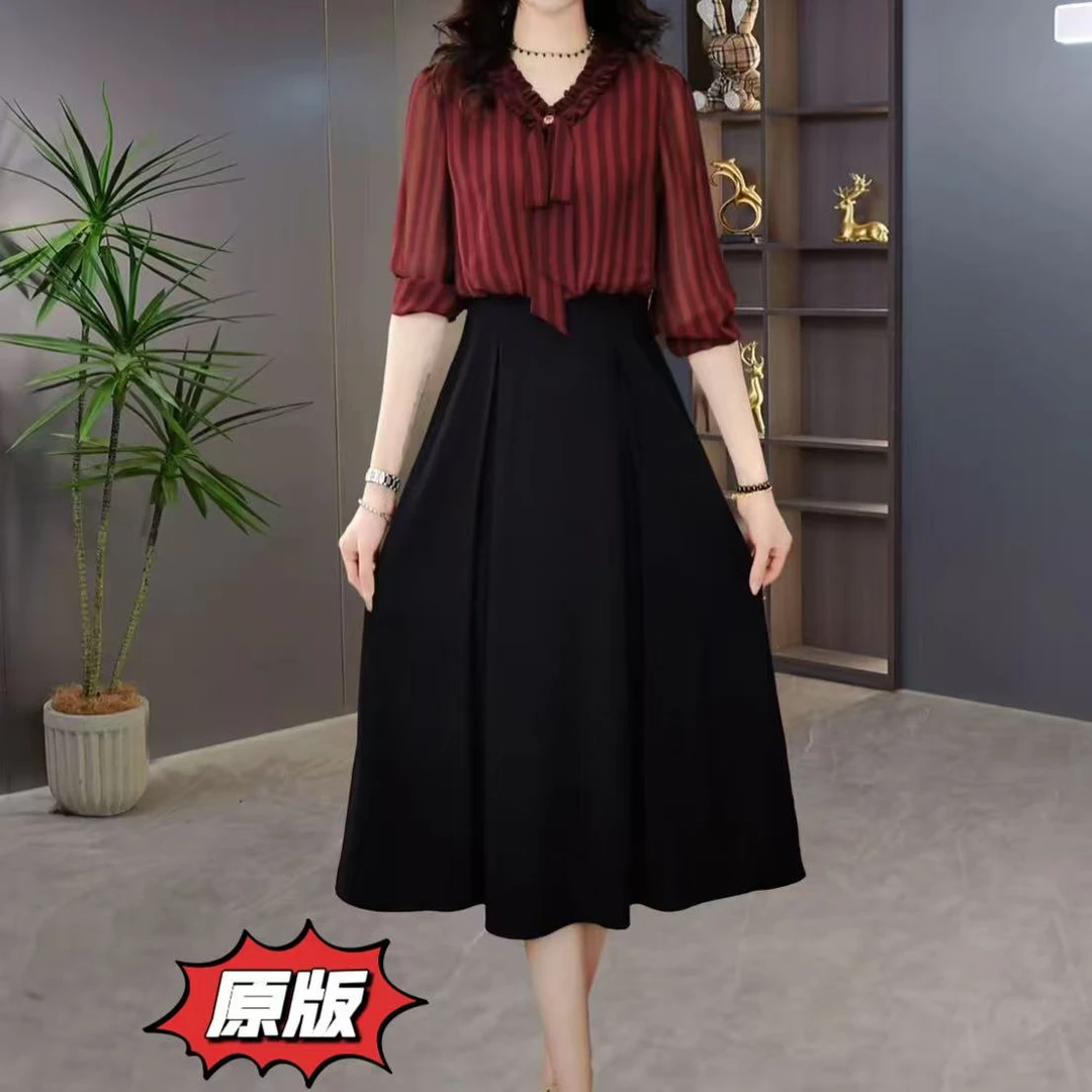 高档梭织精纺时尚假两件连衣裙2025秋季新款显瘦洋气轻奢减龄裙子