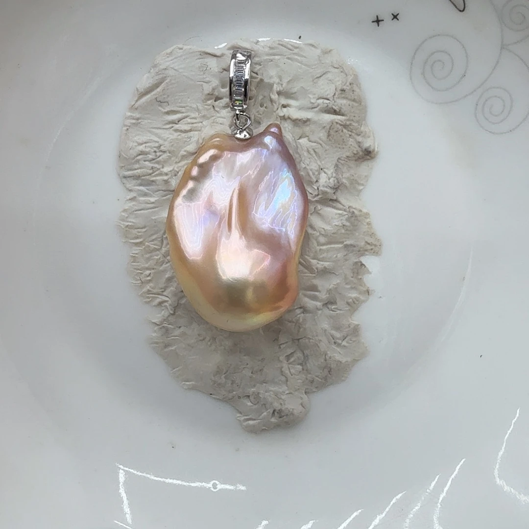 淡水珍珠银S925镶嵌吊坠(不含链)不退不换