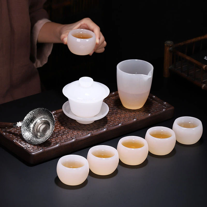 琉璃功夫茶具套装家用高档办公室泡茶喝茶整套轻奢盖碗茶杯礼盒装