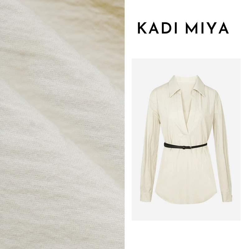 KADIMIYA【ROW风】法式简约系带衬衫百搭通勤风叠穿翻领上衣春夏女