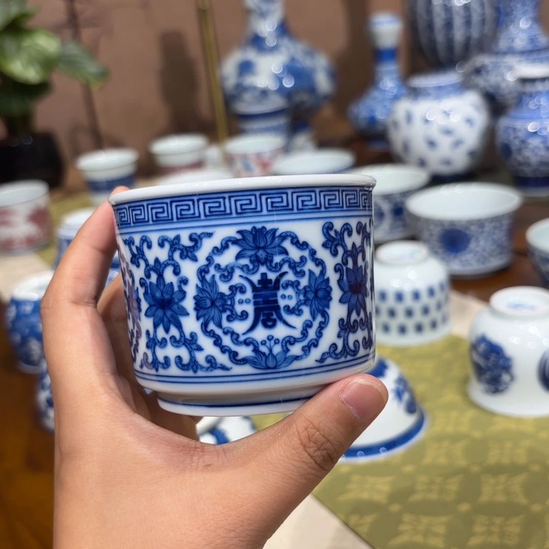 老***⁶瓷团寿杯直筒微瑕 柴