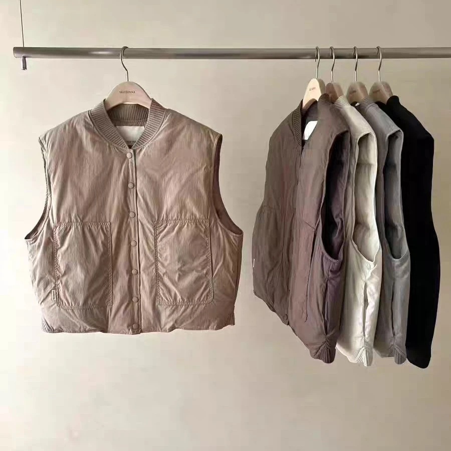 self 新款小圆领羽绒马甲