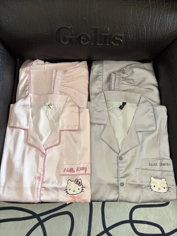 kitty丹尼尔情侣睡衣女夏冰丝短袖短裤卡通凉感休闲外穿家居服男