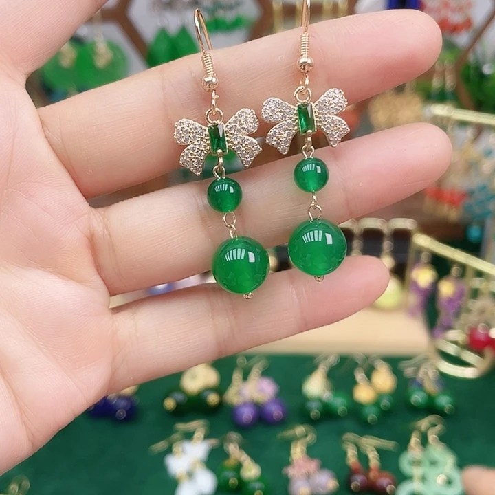 玛瑙/玉髓耳钉合金