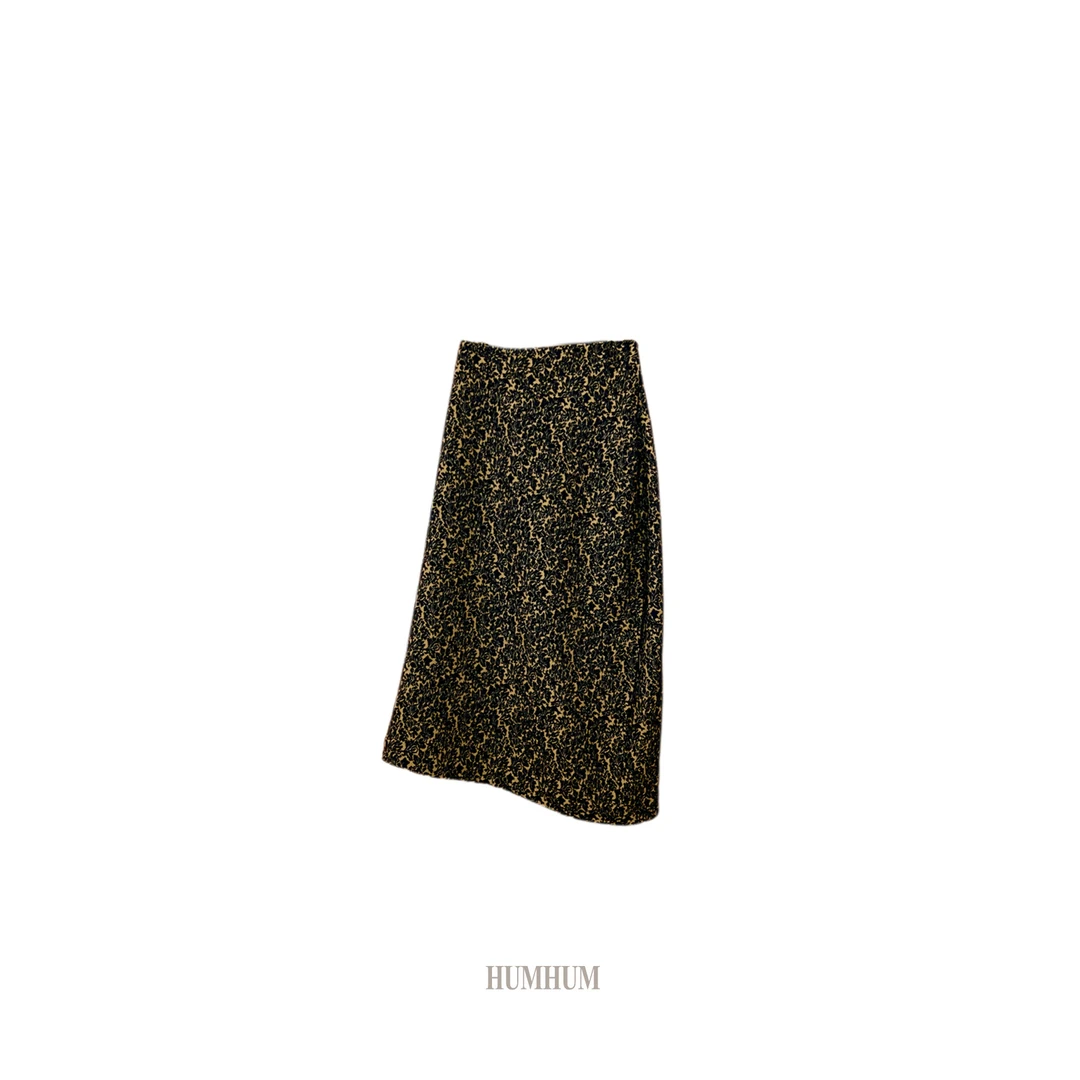 HUMHUM | 肌理之美烧花铃兰绒面肌理镰刀半裙