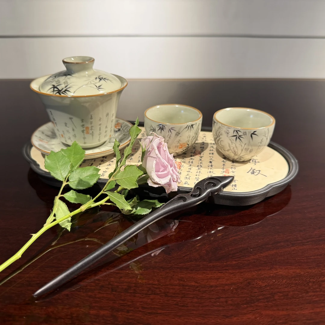 天然紫光檀发簪中国风