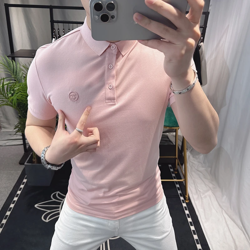 欧洲站2025夏季短袖t恤男高端时尚翻领简约刺绣潮牌男士polo衫薄