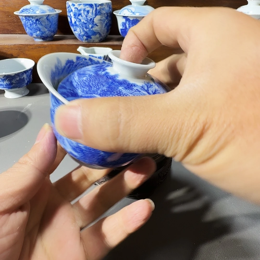 泥塑盖碗手工手绘