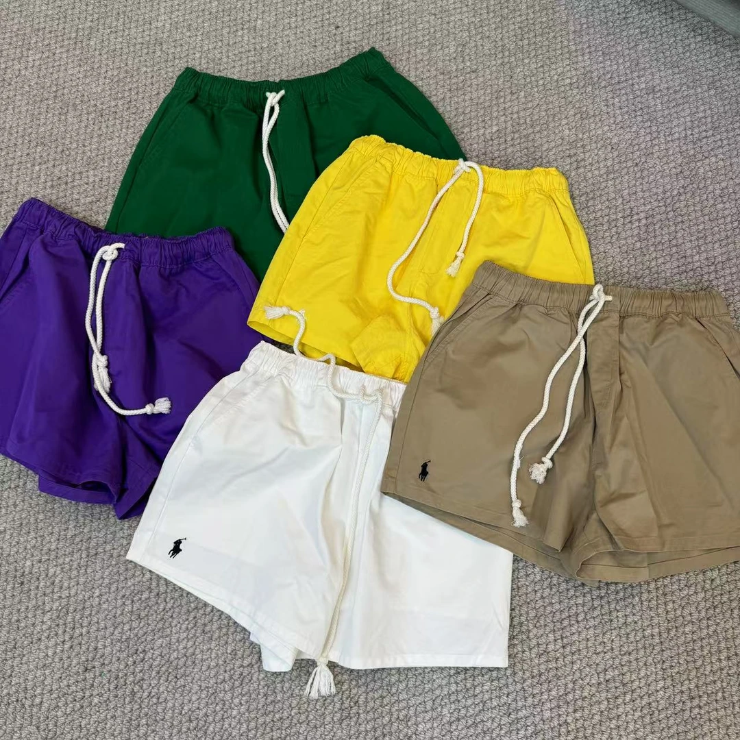 美式高腰短裤夏季抽绳阔腿裤