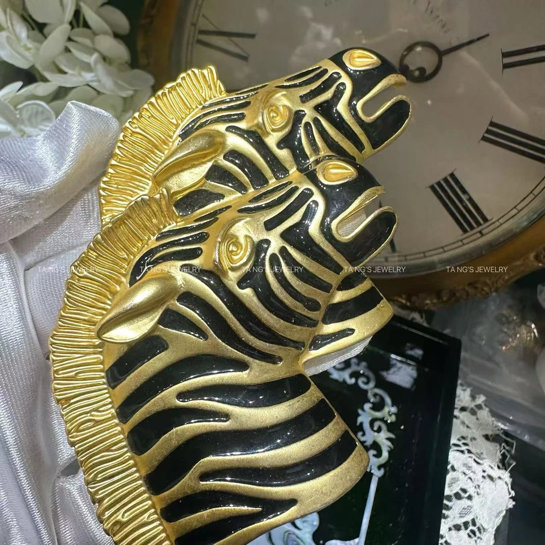 铜合金胸针 双头斑马  胸针轻奢复古时尚