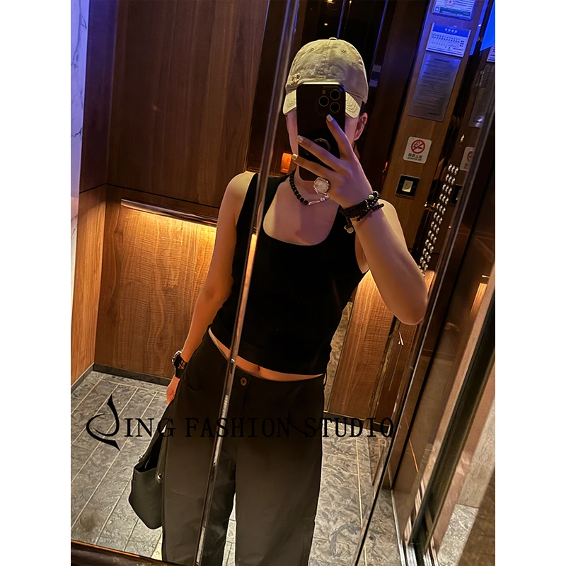 JING2025夏季新款7744小众无袖背心打底时尚女装上衣显瘦百搭