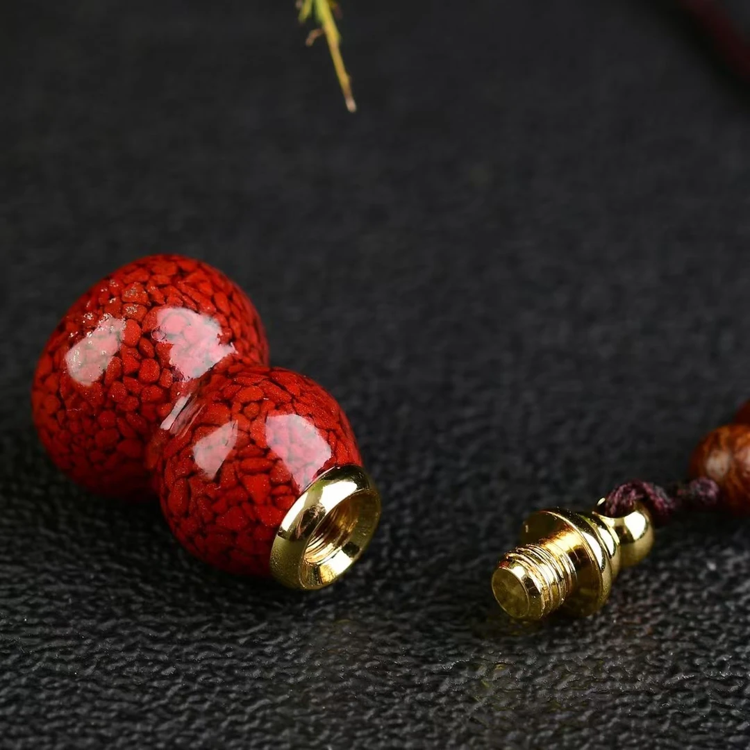 含辰砂工艺品朱砂葫芦吊坠晶体砂光面挂件本命年礼物可打开