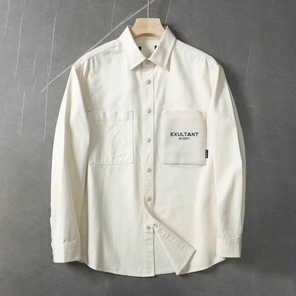 100棉！柔软透气！品牌撤柜纯棉工装衬衫外套男宽松休闲长袖衬衣