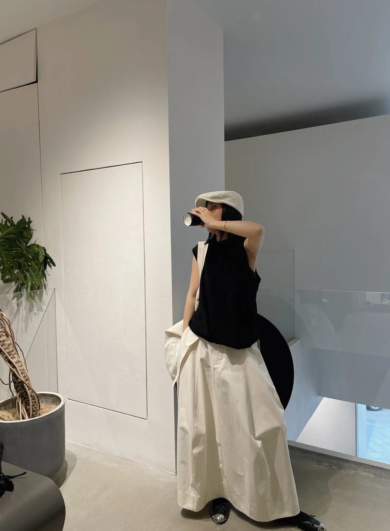 【LAMRONS】25早春LMRSOGSK3101 设计师米色腰带半裙