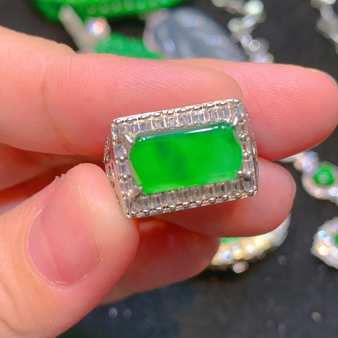 吊坠(不含链)银S925镶嵌翡翠翡翠