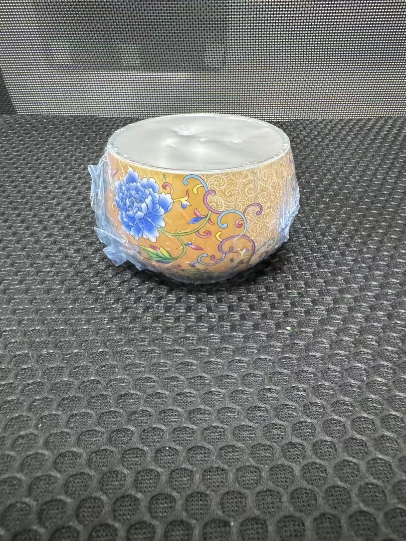 颜金建高端珐琅彩黄釉主人大银杯4944