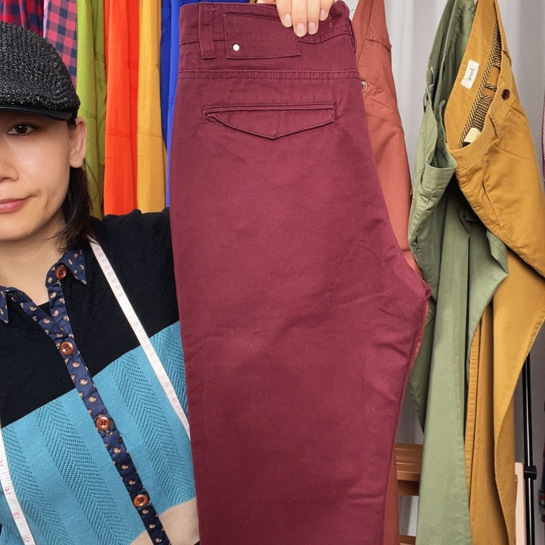 纯棉酒红色 30码男