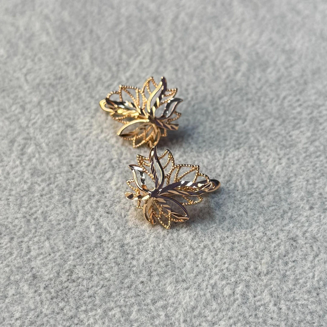 铜合金耳饰 大叶子雕花耳环02