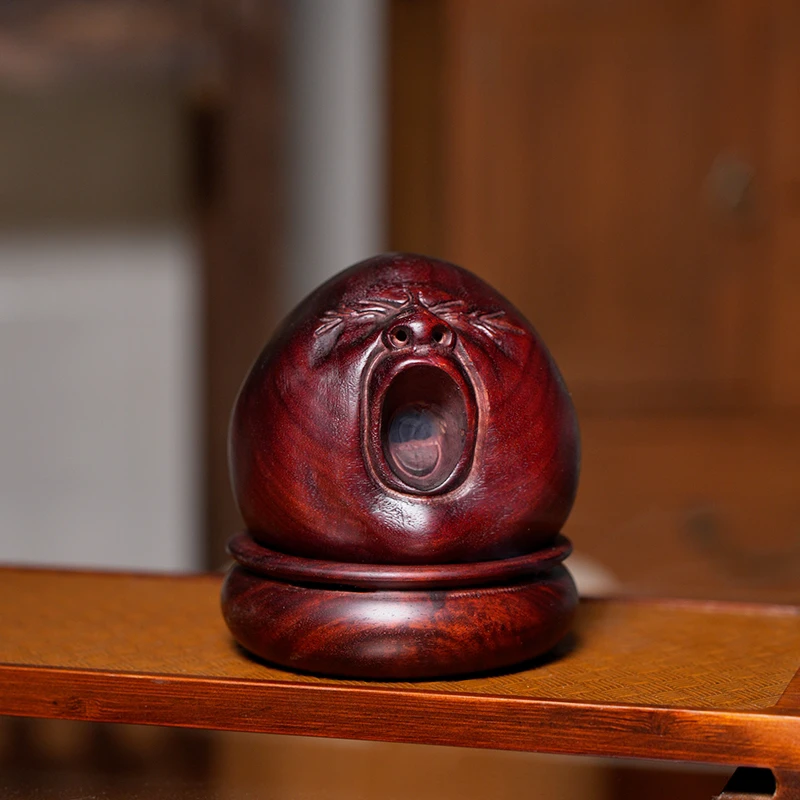 丑萌打哈欠香炉家用室内檀沉香薰炉红木摆件趣味茶宠搞笑古怪香薰